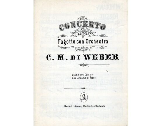 7037 | Weber - Concerto for Bassoon and Orchestra (Piano) - Op. 75