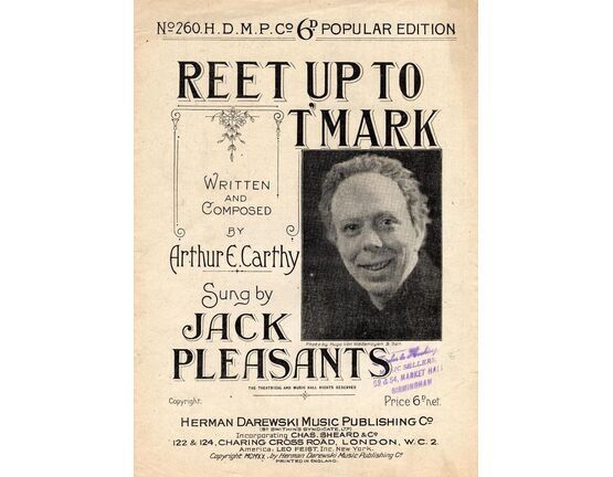 7803 | Reet Up To T&#039;Mark - Herman Darewski 6d Popular Edition No. 260 - Sung by Jack Pleasants