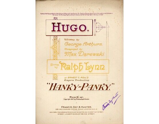 7805 | Hugo - Song as performed by Ralph Lynn in &quot;Hanky Panky&quot;