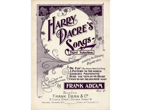 7806 | Harry Dacre&#039;s Songs - Third Selection - Arranged for the Pianoforte