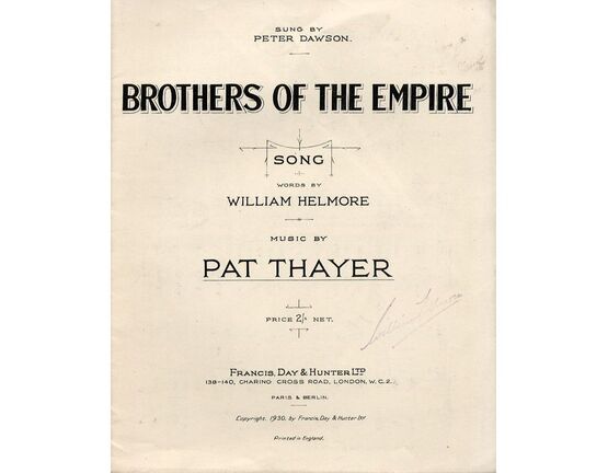 7807 | Brothers of the Empire - Song - Sung by Peter Dawson - For Piano and Voice with Ukulele chord symbols