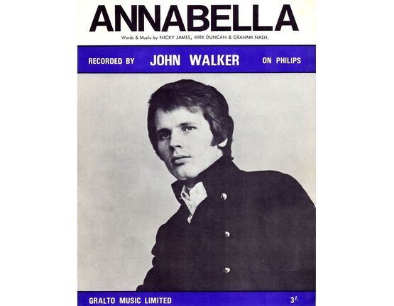 7874 | Annabella - Recorded by John Walker on Philips - For Piano and Voice with chord symbols