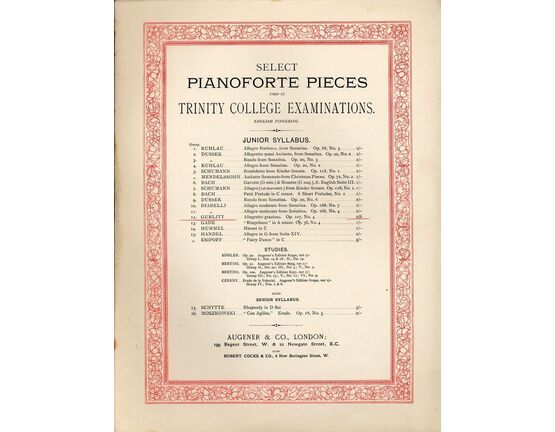 7915 | Allegretto grazioso - Op. 107, No. 4 - Select Pianoforte Pieces used at Trinty College Examinations - Junior Syllabus - English Fingering - Series No.