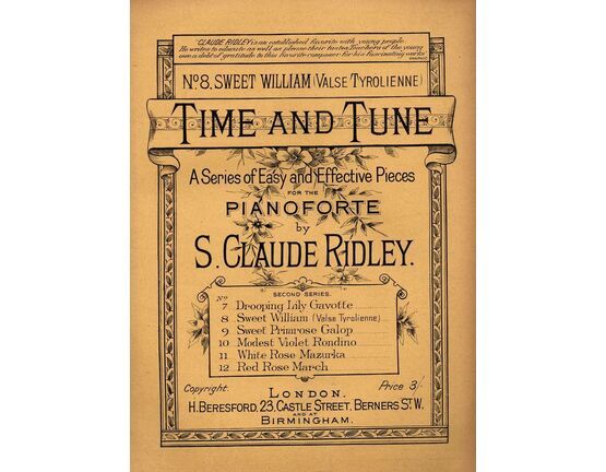 8037 | Sweet William (Valse Tyrolienne) - No. 8 from &quot;Time and Tune, A series of easy and affective Pieces&quot; - For the Pianoforte