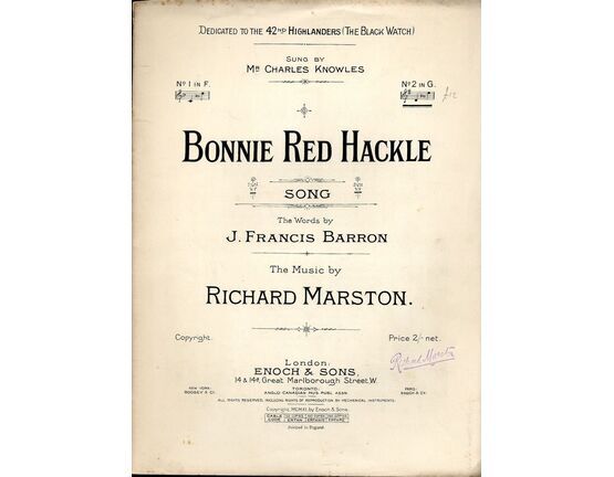 8102 | Bonnie Red Hackle - Song - No. 2 in key of G major - Dedicated to the 42nd Highlanders (The Black Watch) - As sung by Mr Charles Knowles