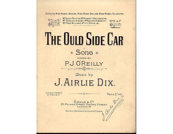 8104 | The Ould Side Car - Song -  Key of  F major for higher voice