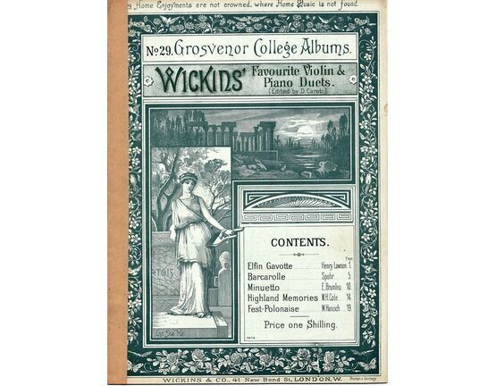 8174 | Wickins&#039; Favourite Violin &amp; Piano Duets - No. 29 Grosvenor College Albums