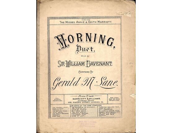 8185 | Morning Duet - Sung by The Misses Annie and Edith Marriott - Marriott &amp; Williams Plate No.  M &amp; W 390