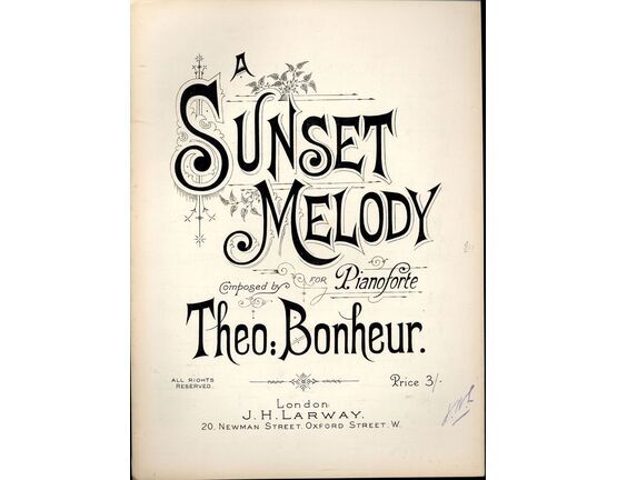 8187 | A Sunset Melody - For Pianoforte - Plate No. L. 414