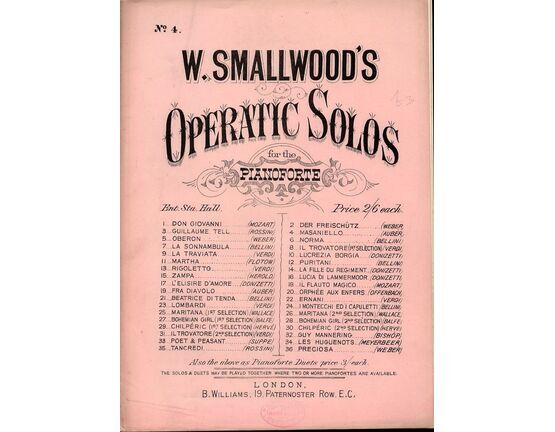 8212 | Masaniello - No. 4 from Smallwoods Operatic Solos for the Pianoforte Series