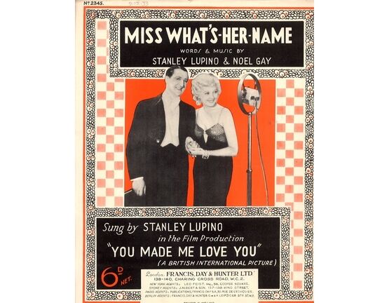 8284 | Miss What&#039;s Her Name - Song Sung by Stanley Lupino in the Film Production &quot;You Made me Love you&quot;