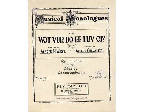 8305 | Wot Vur Do &#039;Ee Luv Oi - Song - Musical Monologues No. 25