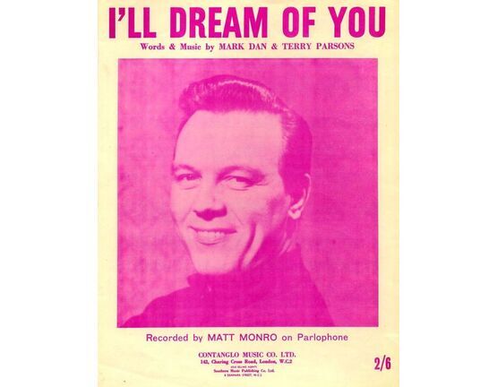 84 | I&#039;ll dream of you - Recorded by Matt Monro on Parlophone - For Piano and Voice with chord symbols