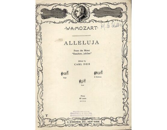 8643 | Mozart - Alleluja from the motet Exultate, jubilate - Medium voice in Eb (Eb to G)