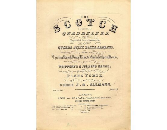 8680 | The Scotch Quadrille - Played with the Greatest applause at the Queens State Balls, Almacks and Theatres Royal Drury Lane and English Opera House - Fo