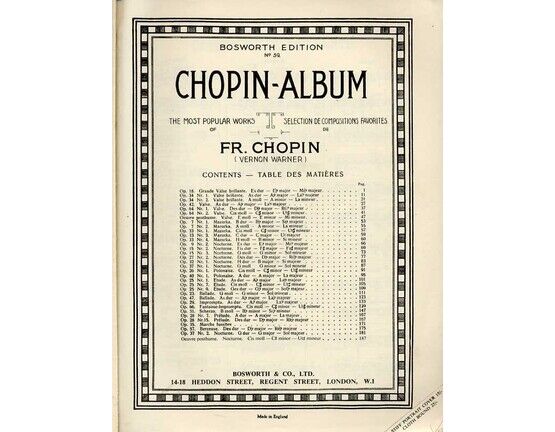 8886 | Chopin Album - The Most Popular Works - Bosworth Edition - For Piano - Featuring Chopin
