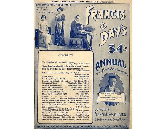 9 | Francis and Day&#039;s 34th Annual with tonic sol-Fa setting featuring Olga, Elga and Eli Hudson and Jack Norworth