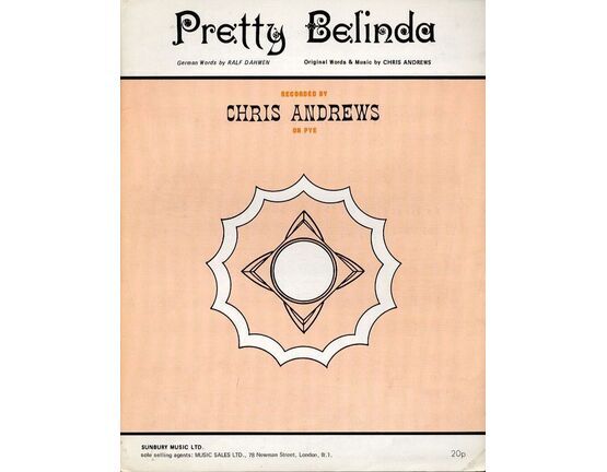 9008 | Pretty Belinda - Recorded by Chris Andrews on PYE - For Piano and Voice - English and German Lyrics