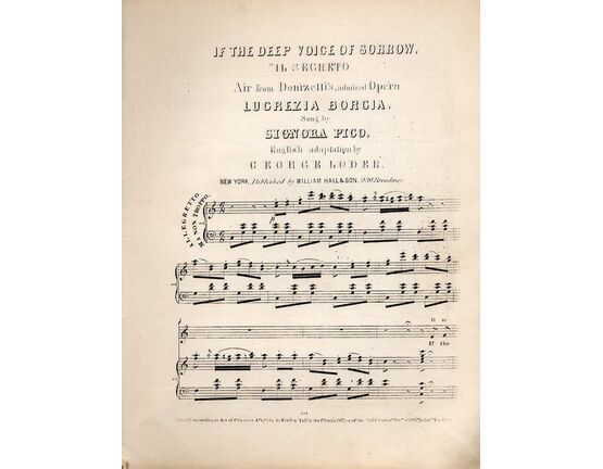 9575 | If The Deep Voice of Sorrow, Il Secreto - Air from the Opera &quot;Lucrezia Borgia&quot; - Sung by Signora Pico