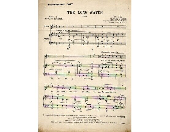 9601 | The Long Watch - Song in the key of A flat major for Low Voice