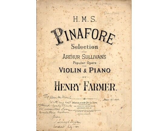 9750 | H.M.S. Pinafore - Selection from Arthur Sullivan&#039;s Popular Opera - For Violin and Piano